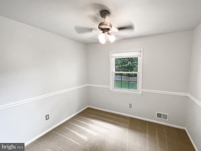 4987 Dequincey Dr, Fairfax, VA 22032 - empty room featuring visible vents, ceiling fan, carpet floors, and baseboards