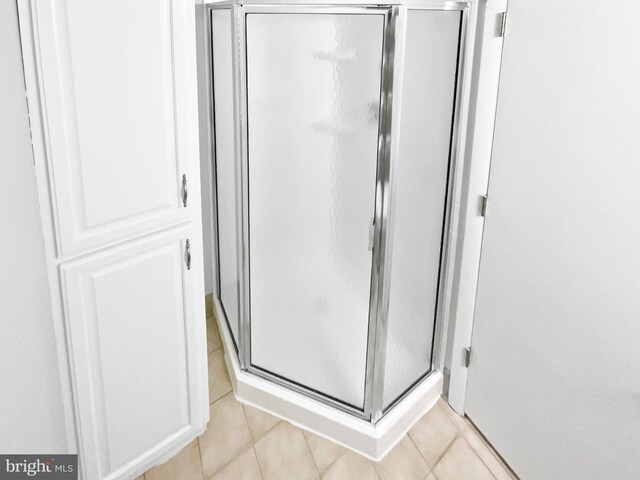 4987 Dequincey Dr, Fairfax, VA 22032 - bathroom with a shower stall and tile patterned flooring