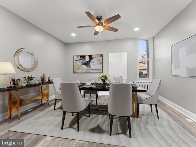 4841 N 13th St, Philadelphia, PA 19141 - dining space featuring light wood-style flooring, a ceiling fan, and baseboards
