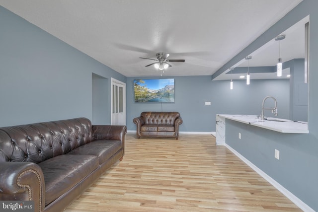 623 Center St Unit 101, Herndon, VA 20170 - living room featuring ceiling fan and light wood-style floors