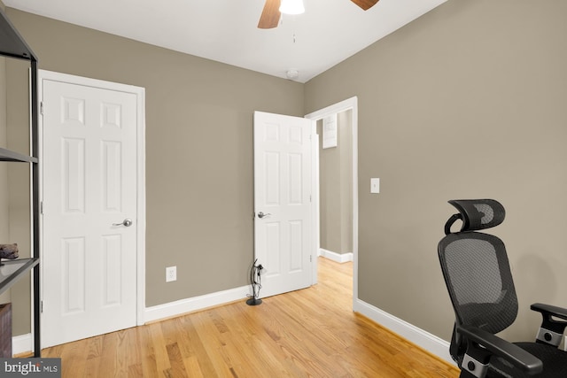1936 Capitol Ave NE, Washington, DC 20002 - home office with a ceiling fan, light wood-style floors, and baseboards