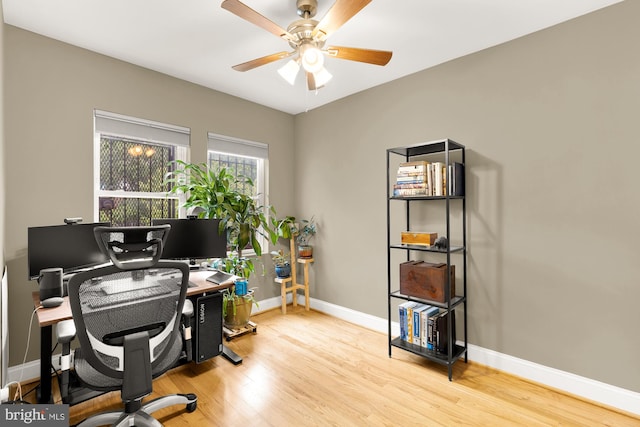 1936 Capitol Ave NE, Washington, DC 20002 - office featuring a ceiling fan, wood finished floors, and baseboards