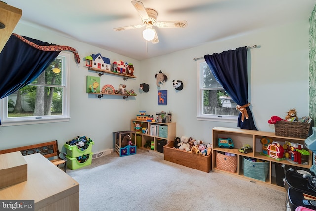 36035 Army Navy Dr, Mechanicsville, MD 20659 - recreation room featuring plenty of natural light, carpet floors, and a ceiling fan