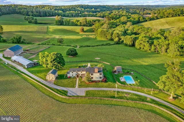 aerial view with a rural view