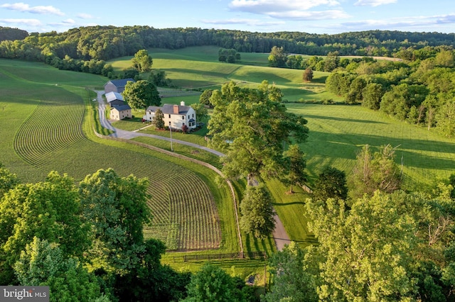 aerial view with a rural view