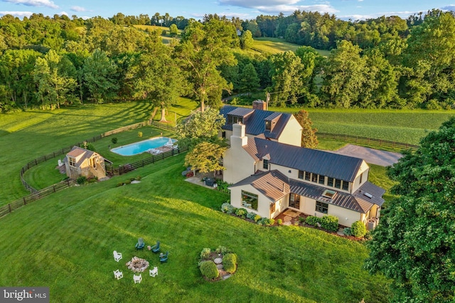 bird's eye view featuring a rural view