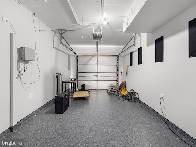 garage with a garage door opener