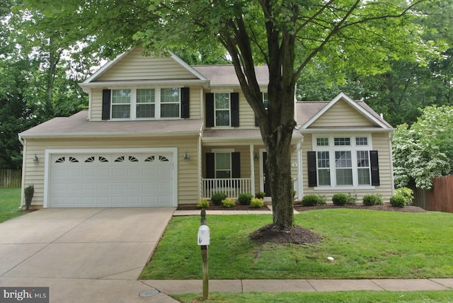 8 Farnham Way, Lutherville Timonium, MD 21093 - view of front of house featuring covered porch, concrete driveway, and an attached garage