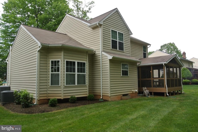 8 Farnham Way, Lutherville Timonium, MD 21093 - rear view of property with a sunroom, a yard, and central AC