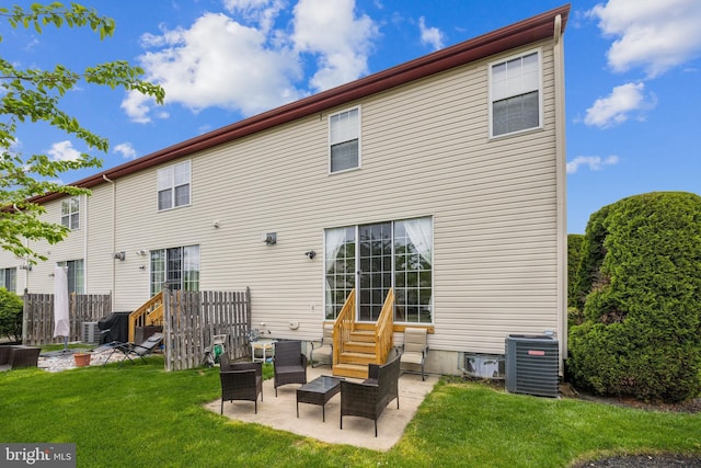 751 Chanticleer, Cherry Hill, NJ 08003 - rear view of house with entry steps, central AC unit, a yard, and a patio area