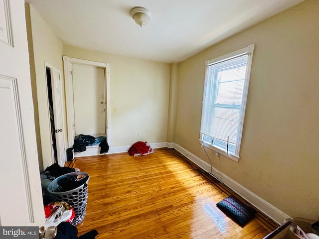 interior space with wood finished floors, baseboards, and multiple windows