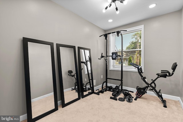 4033 Woodhaven Ave, Baltimore, MD 21216 - workout room with carpet and recessed lighting