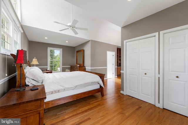 1823 Westmoreland St, Mclean, VA 22101 - bedroom with light wood finished floors, recessed lighting, baseboards, and ceiling fan