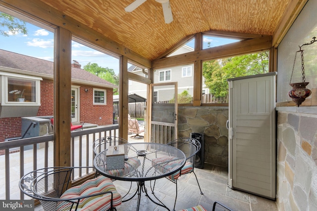 1823 Westmoreland St, Mclean, VA 22101 - sunroom featuring lofted ceiling, ceiling fan, and outdoor dining space
