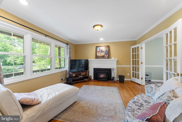 1823 Westmoreland St, Mclean, VA 22101 - living room with plenty of natural light, crown molding, wood finished floors, french doors, and baseboards