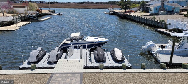 view of dock featuring a water view