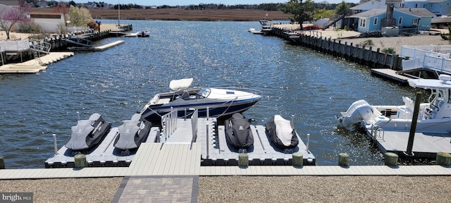 view of dock featuring a water view
