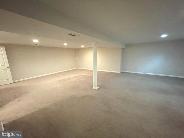 7944 Tick Neck Rd, Pasadena, MD 21122 - finished below grade area featuring baseboards, recessed lighting, and carpet