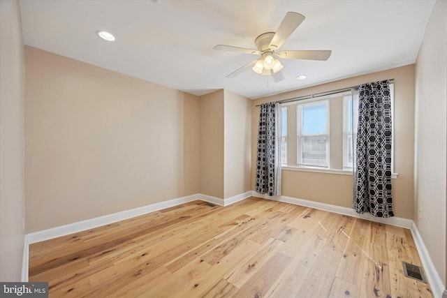 5223 Pentridge St, Philadelphia, PA 19143 - spare room with hardwood / wood-style floors, baseboards, ceiling fan, and recessed lighting