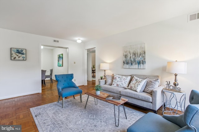 living area with baseboards