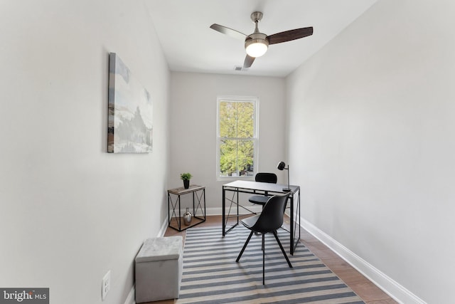 5707 Colorado Ave NW, Washington, DC 20011 - office with wood finished floors, baseboards, and ceiling fan