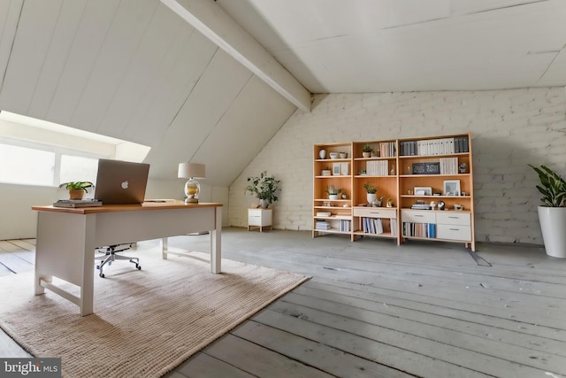 5707 Colorado Ave NW, Washington, DC 20011 - home office featuring hardwood / wood-style flooring and lofted ceiling with beams
