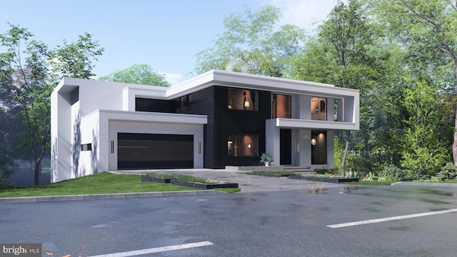 contemporary home featuring stucco siding
