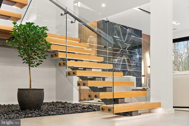 stairs with recessed lighting