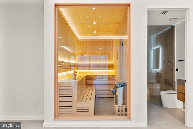 view of sauna with recessed lighting