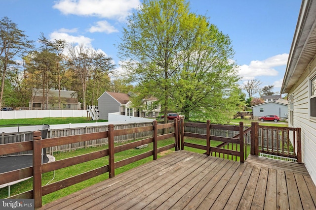 6011 Bauman Dr, Elkridge, MD 21075 - deck with a residential view, a lawn, and a fenced backyard