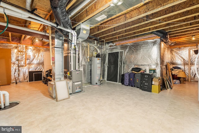 unfinished below grade area with water heater