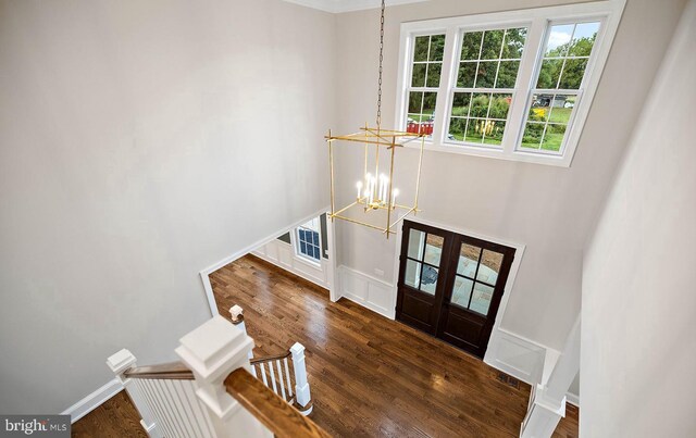 17 Hickory Ln, Malvern, PA 19355 - foyer entrance featuring baseboards, an inviting chandelier, and dark wood-style flooring