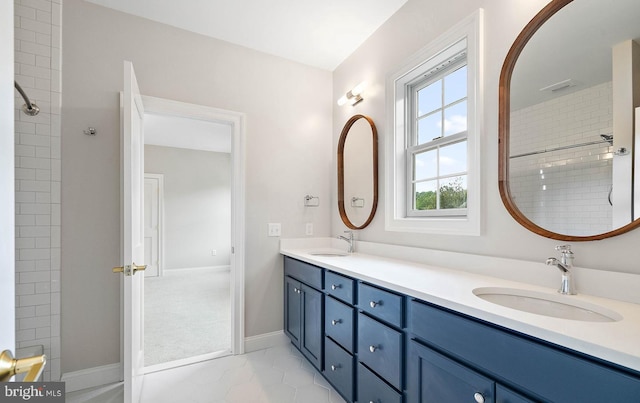 17 Hickory Ln, Malvern, PA 19355 - full bath featuring a tile shower, a sink, and double vanity
