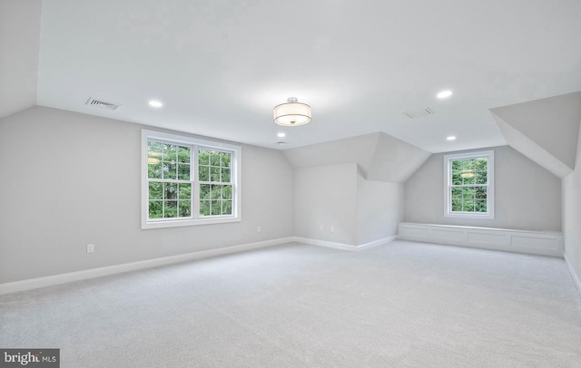 17 Hickory Ln, Malvern, PA 19355 - additional living space with baseboards, vaulted ceiling, visible vents, and carpet