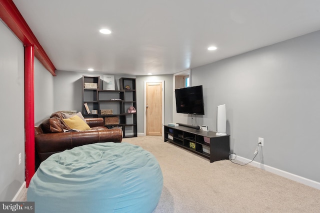 3809 13th St S, Arlington, VA 22204 - living room featuring carpet flooring, recessed lighting, and baseboards