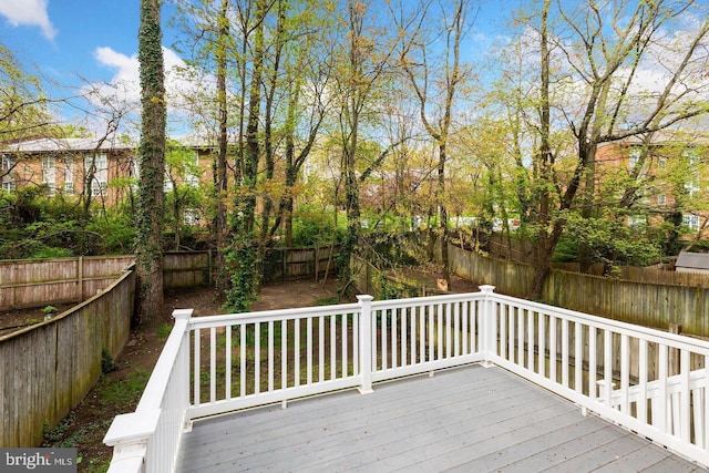 deck with a fenced backyard