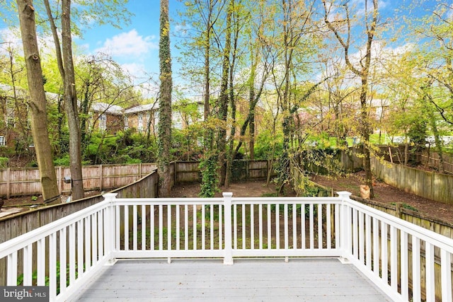 deck with a fenced backyard