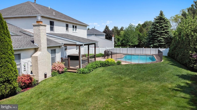 view of yard with a wooden deck