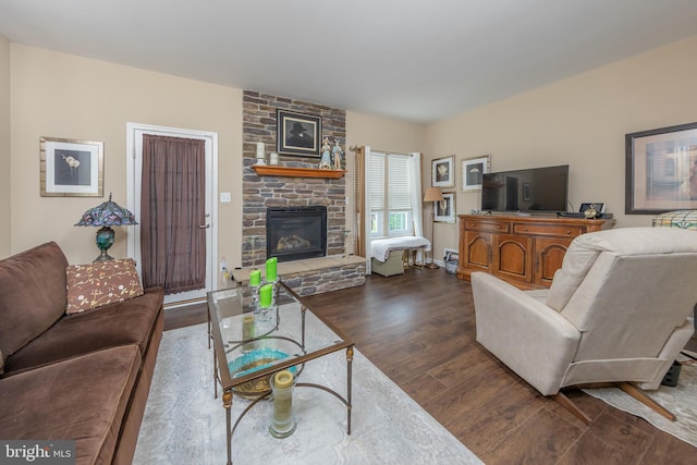 420 Concetta Dr, Mount Royal, NJ 08061 - living area with wood finished floors and a fireplace