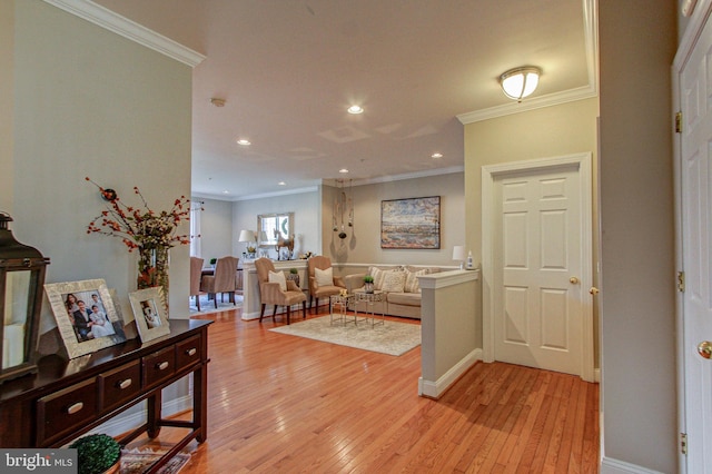 33 Brownstone Dr, East Norriton, PA 19401 - entrance foyer with light wood-style flooring, baseboards, and ornamental molding