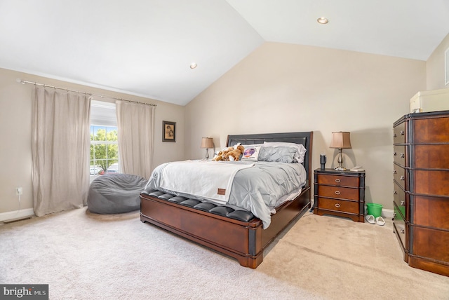 33 Brownstone Dr, East Norriton, PA 19401 - bedroom with vaulted ceiling, visible vents, carpet flooring, and baseboards