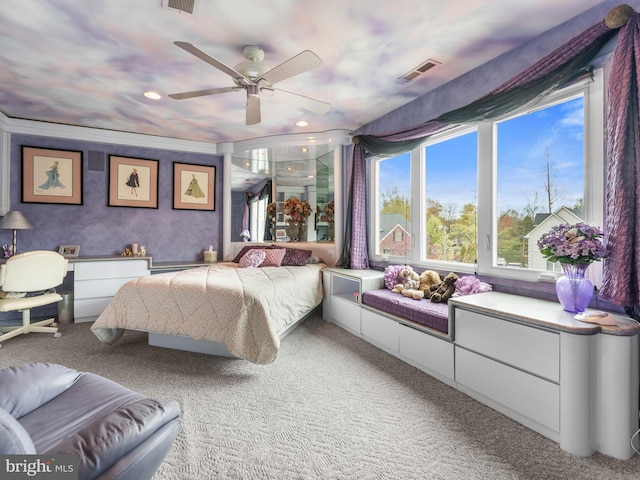 28 Vanessa Ct, Cherry Hill, NJ 08003 - bedroom with light colored carpet, multiple windows, recessed lighting, and a ceiling fan