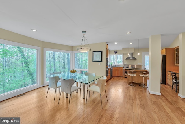2010 Welsh Vly, Malvern, PA 19355 - dining room with recessed lighting, visible vents, baseboards, and light wood-type flooring