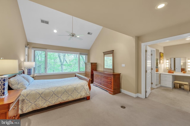 2010 Welsh Vly, Malvern, PA 19355 - carpeted bedroom with recessed lighting, vaulted ceiling, ceiling fan, baseboards, and visible vents