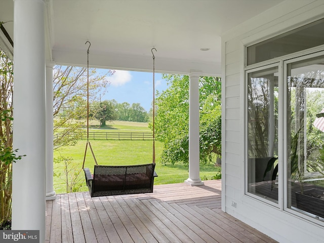 exterior space with decorative columns