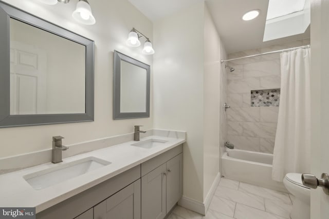 12527 Misty Water Dr, Herndon, VA 20170 - bathroom with toilet, marble finish floor, a sink, and baseboards