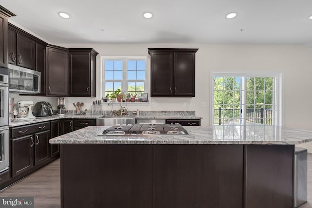 kitchen with recessed lighting, a wealth of natural light, stainless steel appliances, and a sink