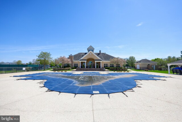 community pool with fence