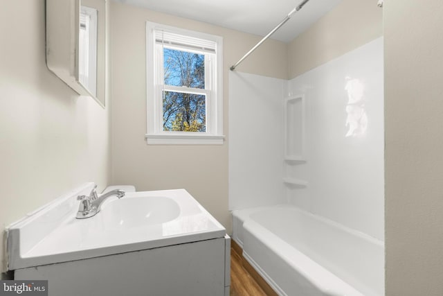 96 Budd Ave, Pemberton, NJ 08068 - bathroom featuring vanity, bathtub / shower combination, and wood finished floors