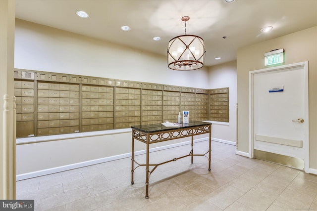 interior space with mail area